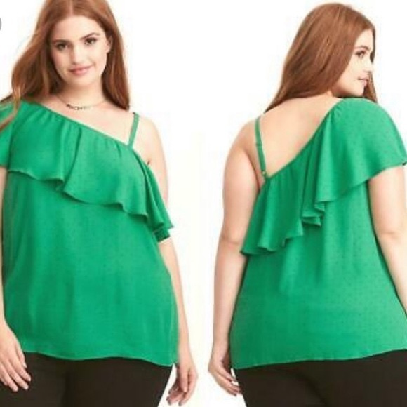 NWT Torrid Polka Dot Georgette One Shoulder Top - Picture 1 of 4